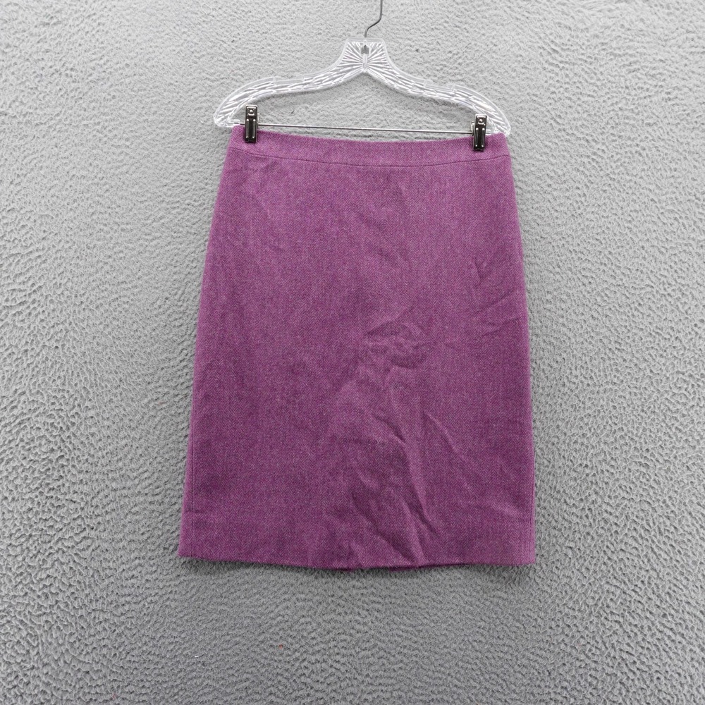 J Crew No. 2 Pencil Skirt Womens 4 Purple Herringbone 100% Wool